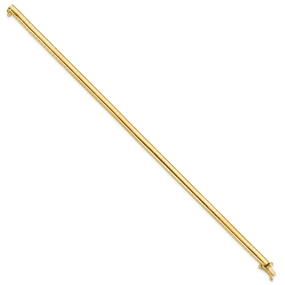 14K Yellow Gold 4mm Wide Domed Omega Bracelet  Length 7'' inches