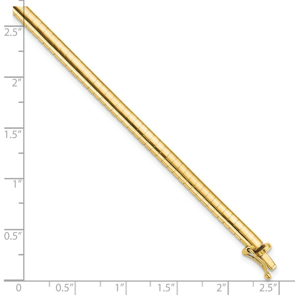 14K Yellow Gold 4mm Wide Domed Omega Bracelet  Length 7'' inches