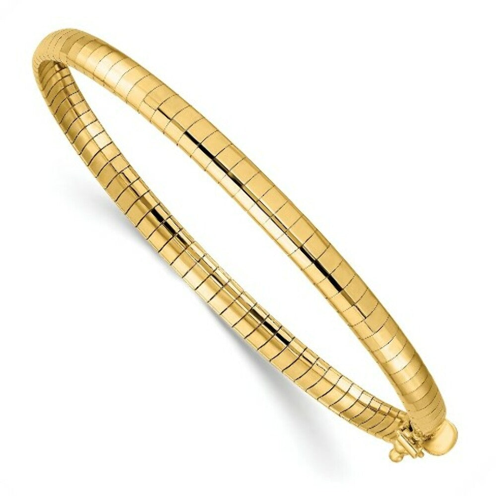 14K Yellow Gold 4mm Wide Domed Omega Bracelet  Length 7'' inches