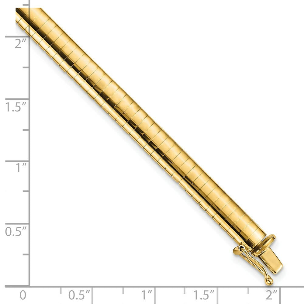 14K Yellow Gold 6mm Wide Domed Omega Bracelet  Length 7'' inches