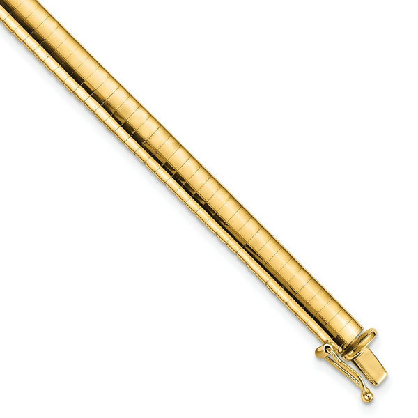 14K Yellow Gold 6mm Wide Domed Omega Bracelet  Length 7'' inches