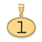 Load image into Gallery viewer, 14K Yellow Gold Polished Number 1 Black Epoxy Oval Pendant
