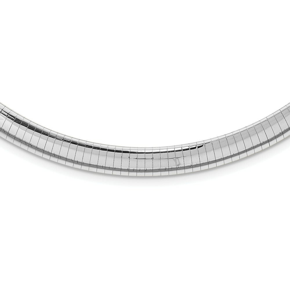 14K White Gold 8mm Domed Omega Necklace  Length 16'' inches