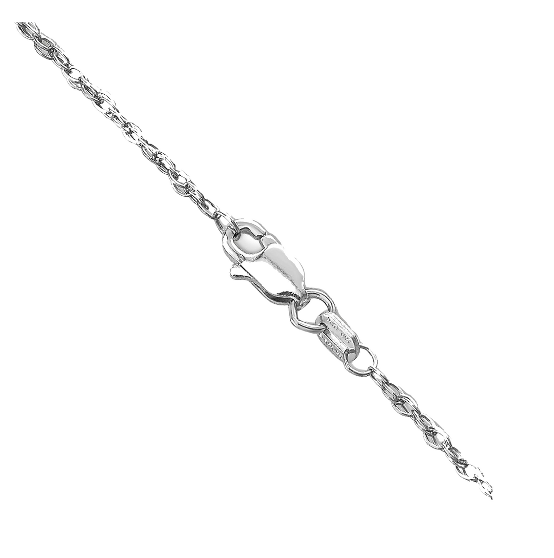 14K White Gold .8mm Light-Baby Rope Chain Necklace ~ Length 26'' inches