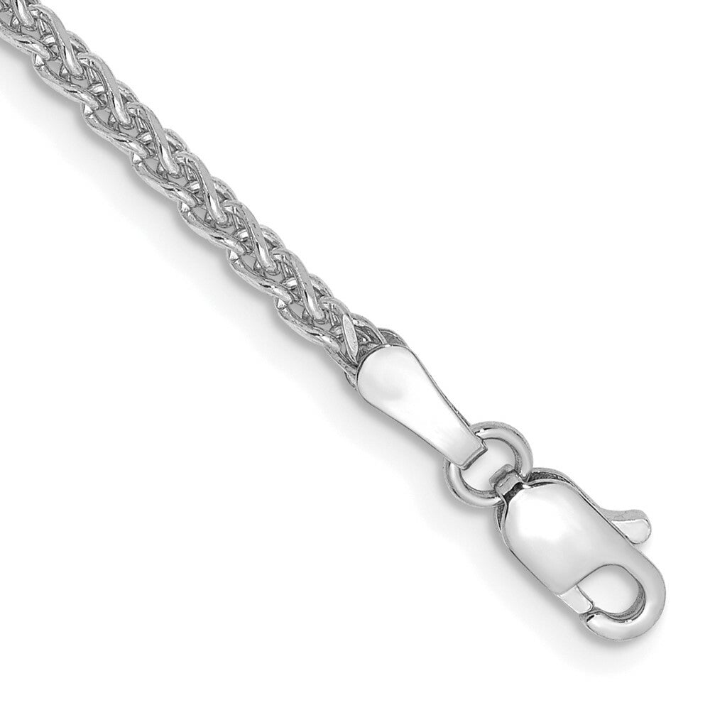 14K White Gold 1.8mm Solid Diamond-cut Spiga Chain Bracelet  Length 7'' inches