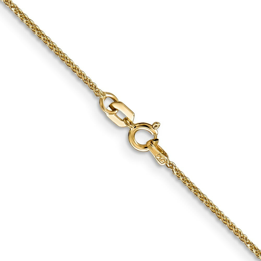 14K Yellow Gold 1mm Diamond-cut Spiga with Spring Ring Clasp Chain