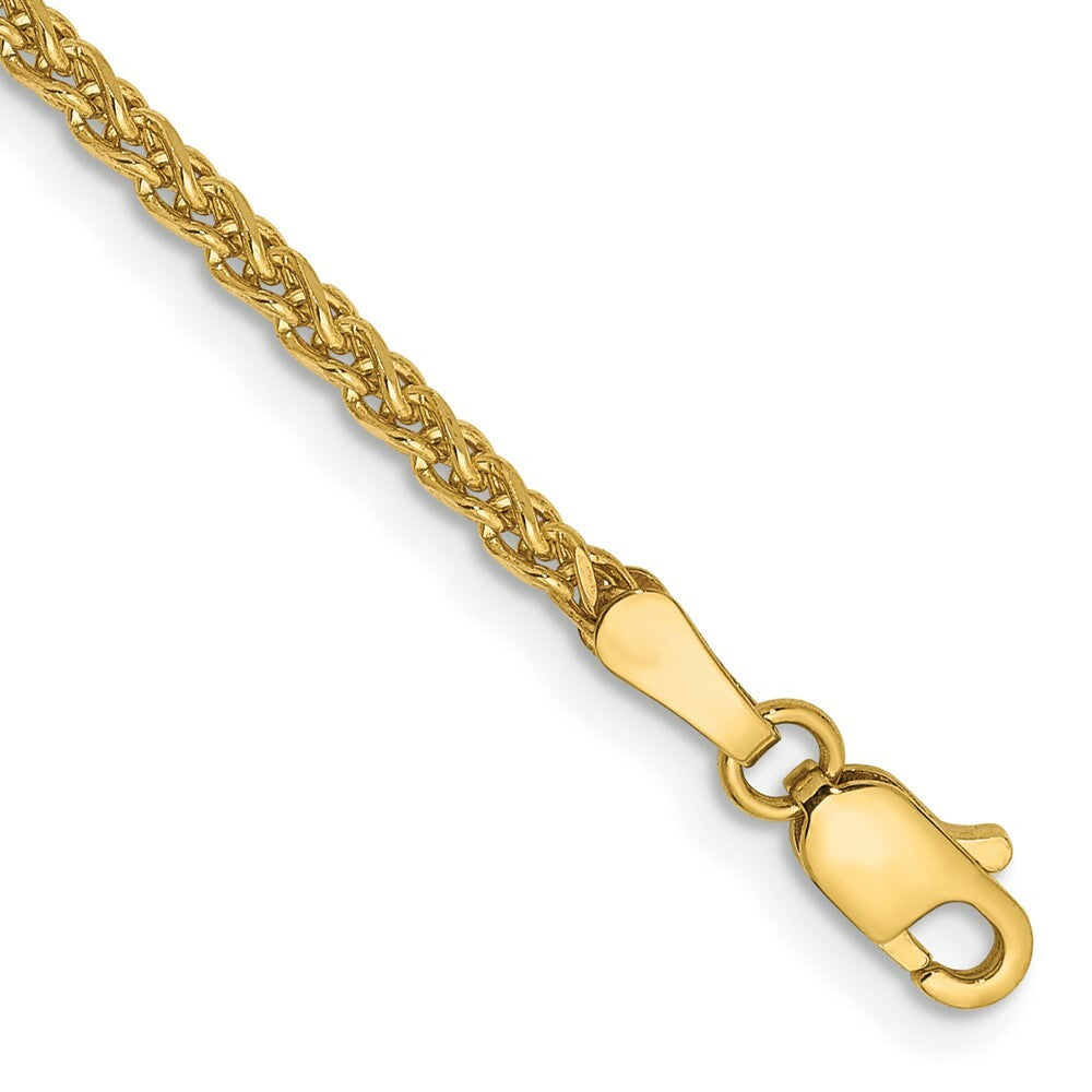 14K Yellow Gold 1.8mm Solid Diamond-cut Spiga Chain Bracelet  Length 7'' inches