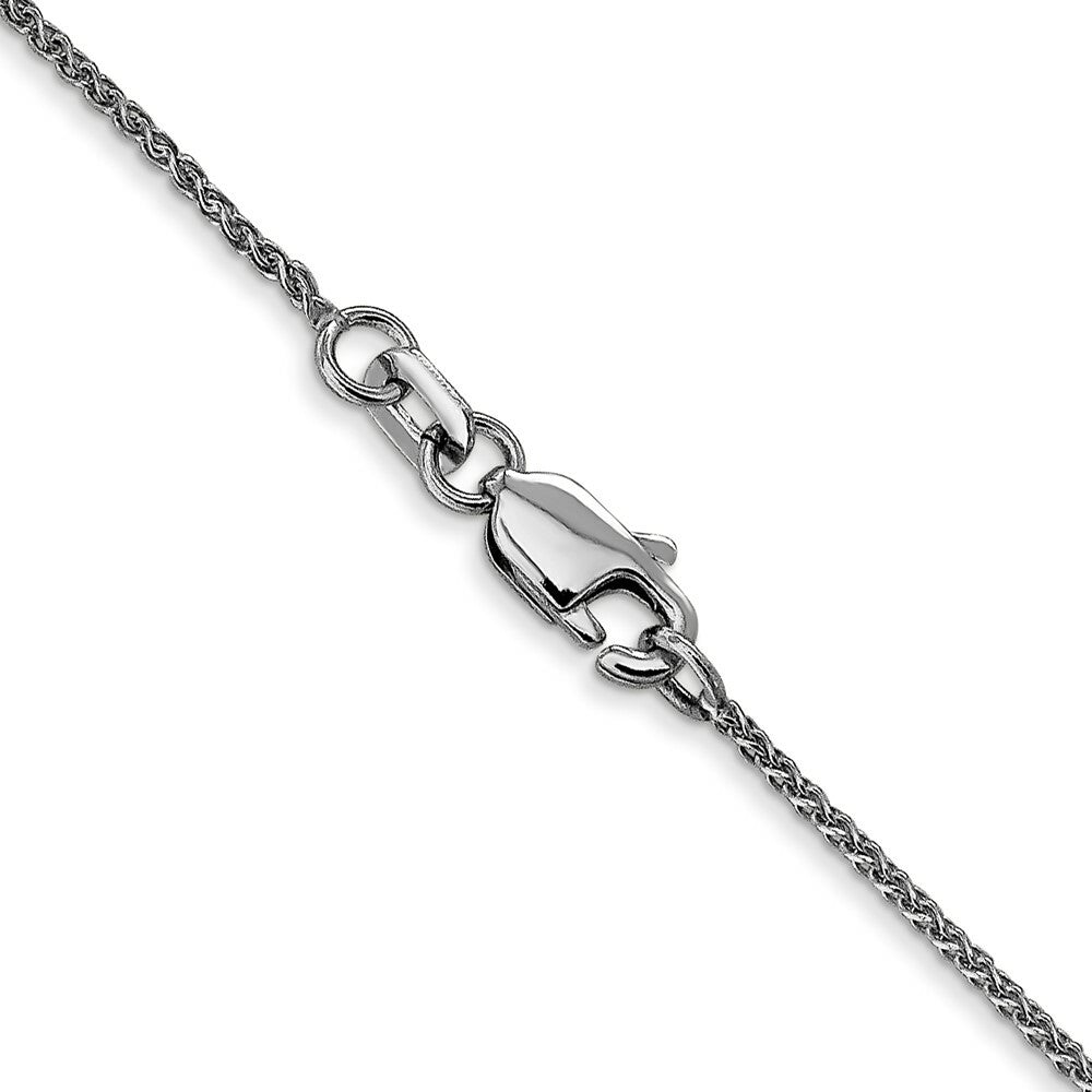 14K White Gold 1mm Diamond-cut Spiga with Lobster Clasp Chain