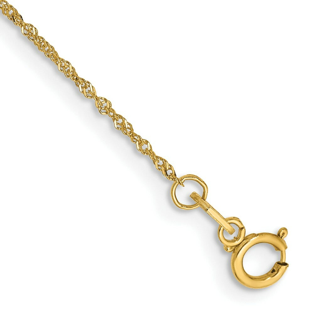 14K Yellow Gold 1mm Singapore Chain Bracelet  Length 7'' inches