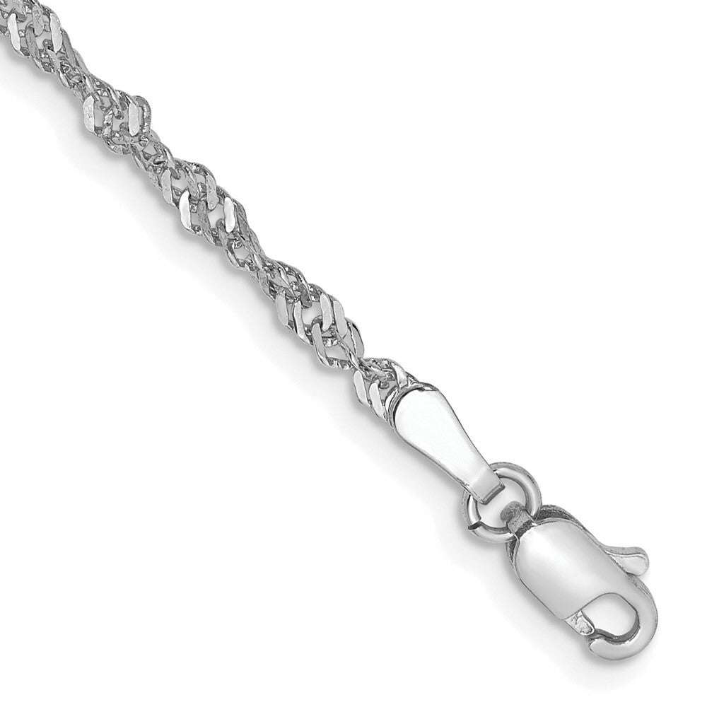 14K White Gold 2mm Singapore Chain Bracelet  Length 7'' inches