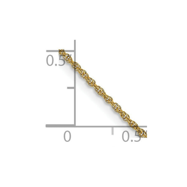 14K Yellow Gold 1.1mm Baby Rope Chain