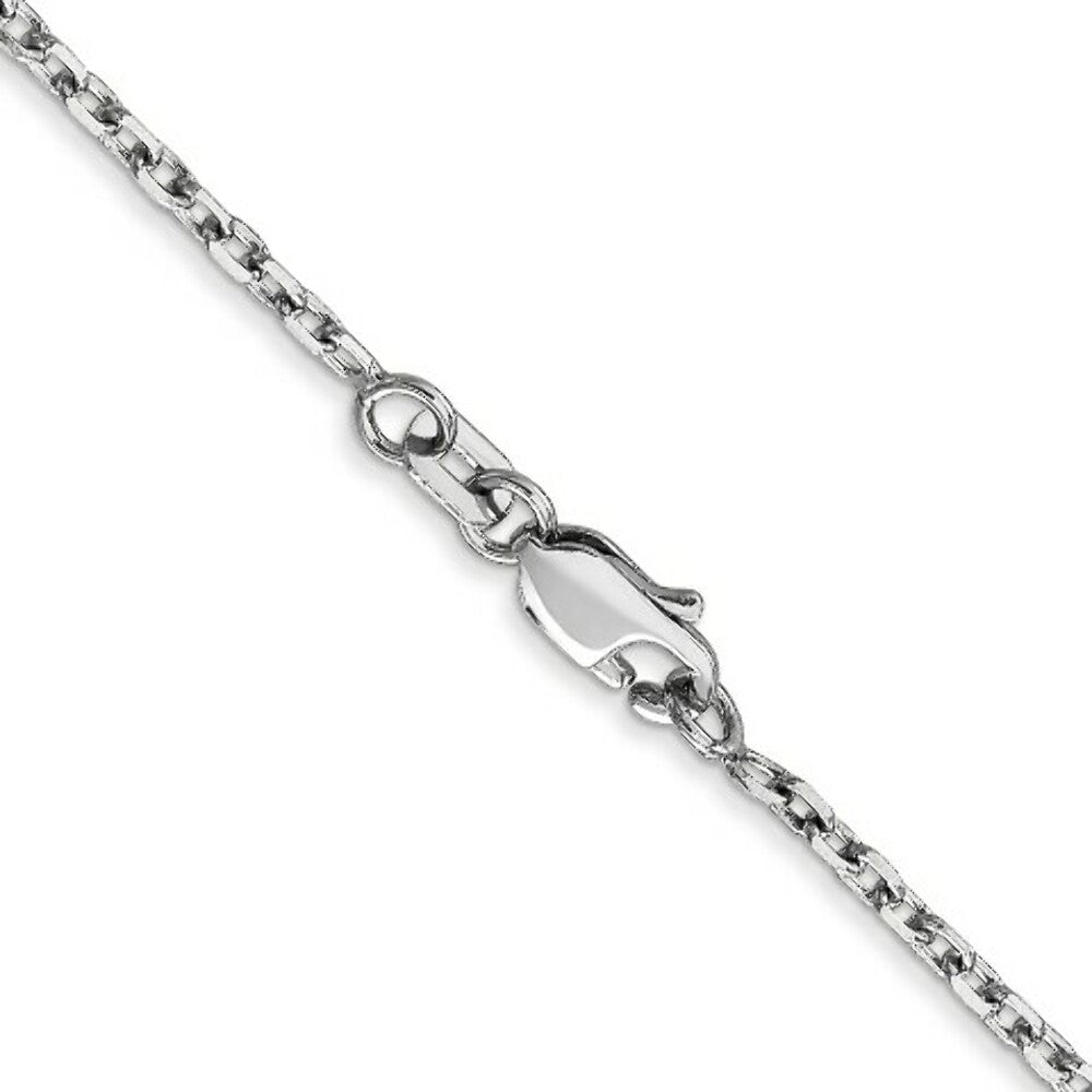 14K White Gold 1.8mm Diamond-cut Round Open Link Cable Chain