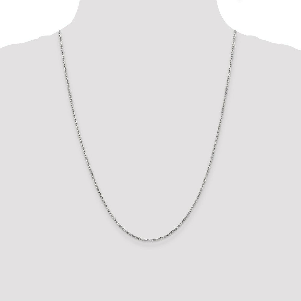 14K White Gold 1.8mm Diamond-cut Round Open Link Cable Chain