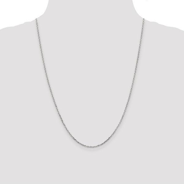 14K White Gold 1.8mm Diamond-cut Round Open Link Cable Chain