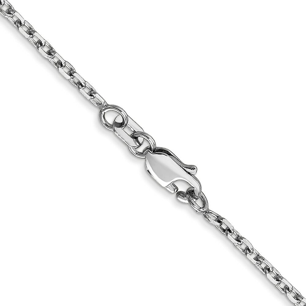 14K White Gold 1.8mm Diamond-cut Round Open Link Cable Chain