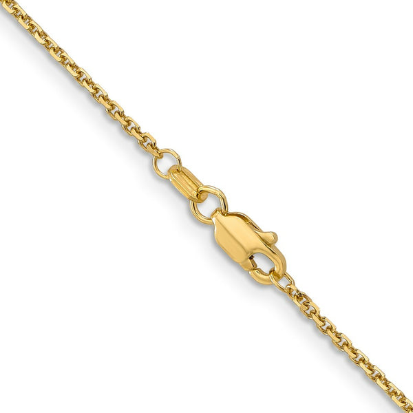 14K Yellow Gold 1.4mm Diamond-cut Round Open Link Cable Chain