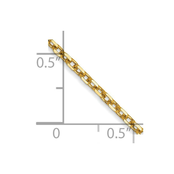 14K Yellow Gold 1.8mm Diamond-cut Round Open Link Cable Chain