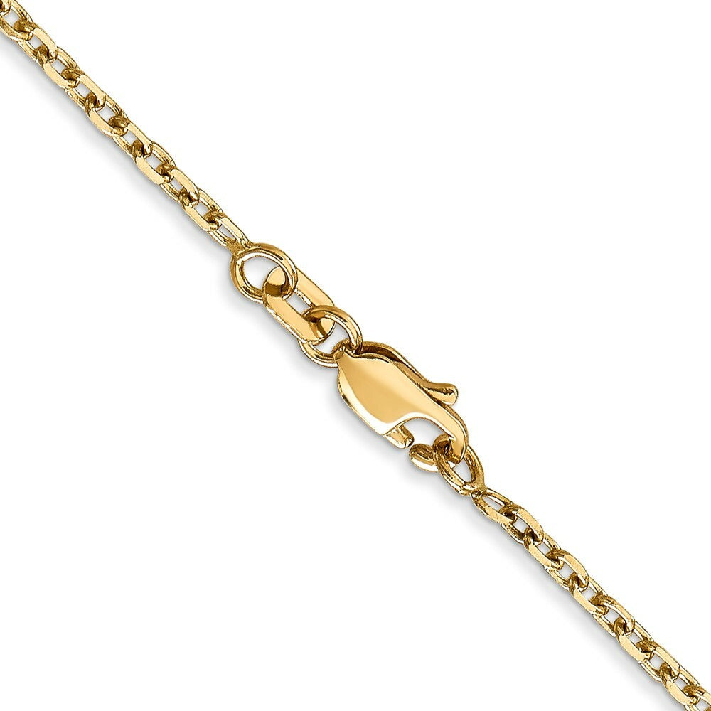 14K Yellow Gold 1.8mm Diamond-cut Round Open Link Cable Chain