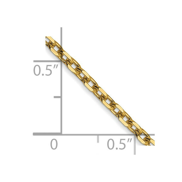 14K Yellow Gold 2.2mm Diamond-cut Round Open Link Cable Chain