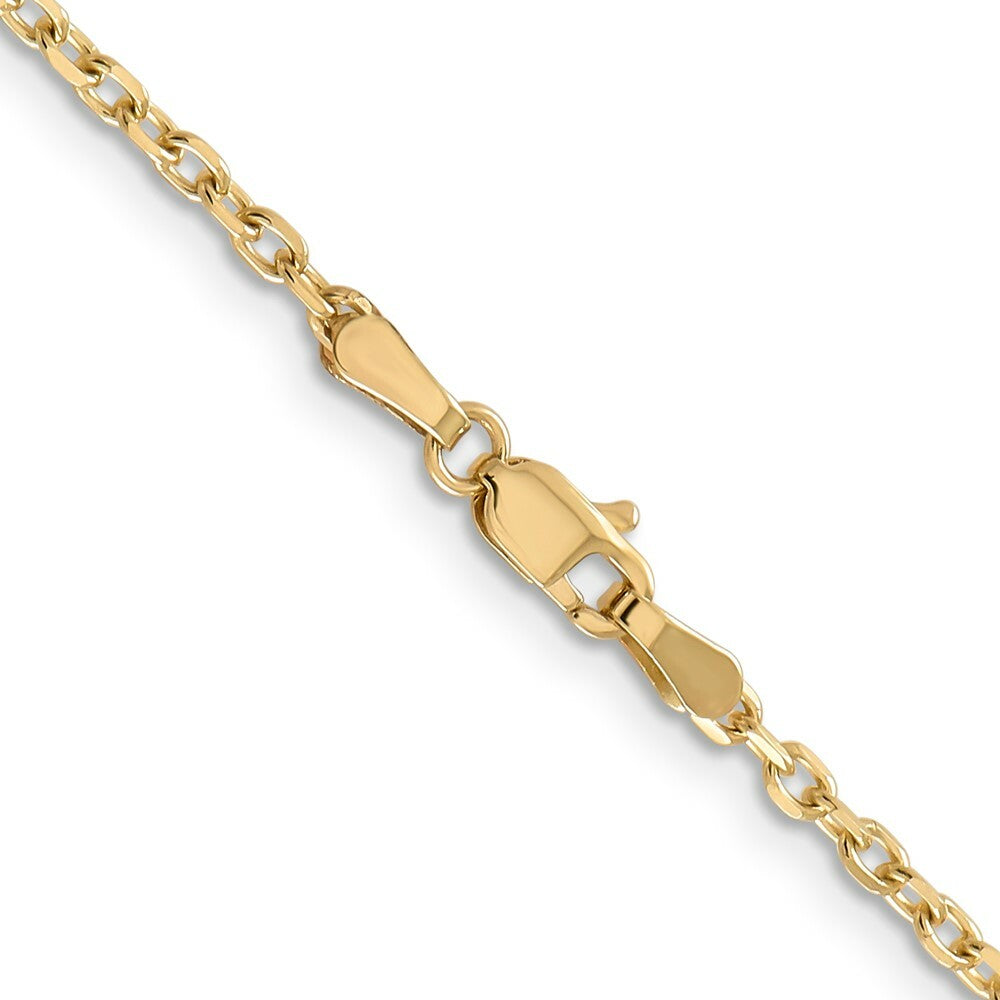 14K Yellow Gold 2.2mm Diamond-cut Round Open Link Cable Chain