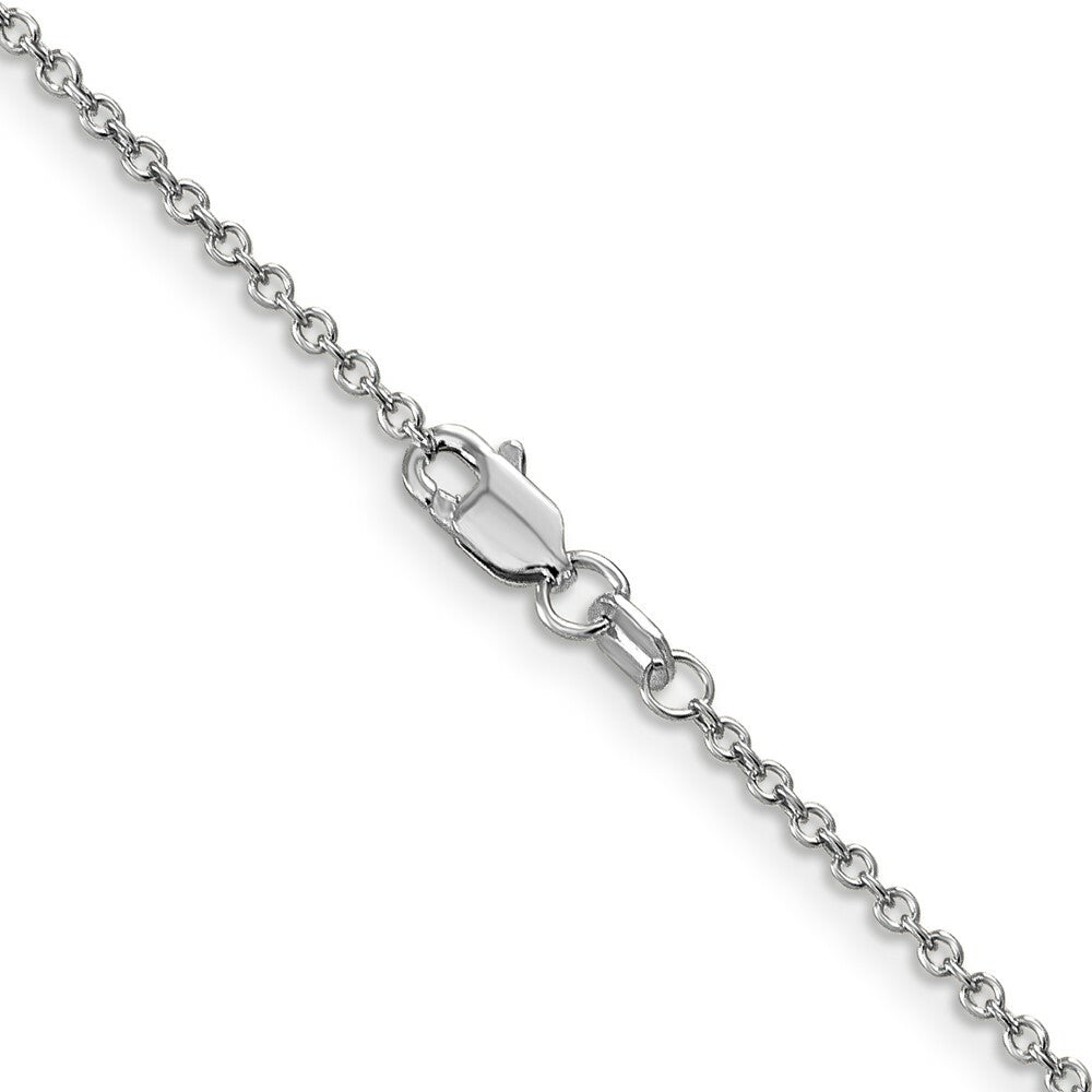 14K White Gold 1.4mm Round Open Wide Link Cable Chain