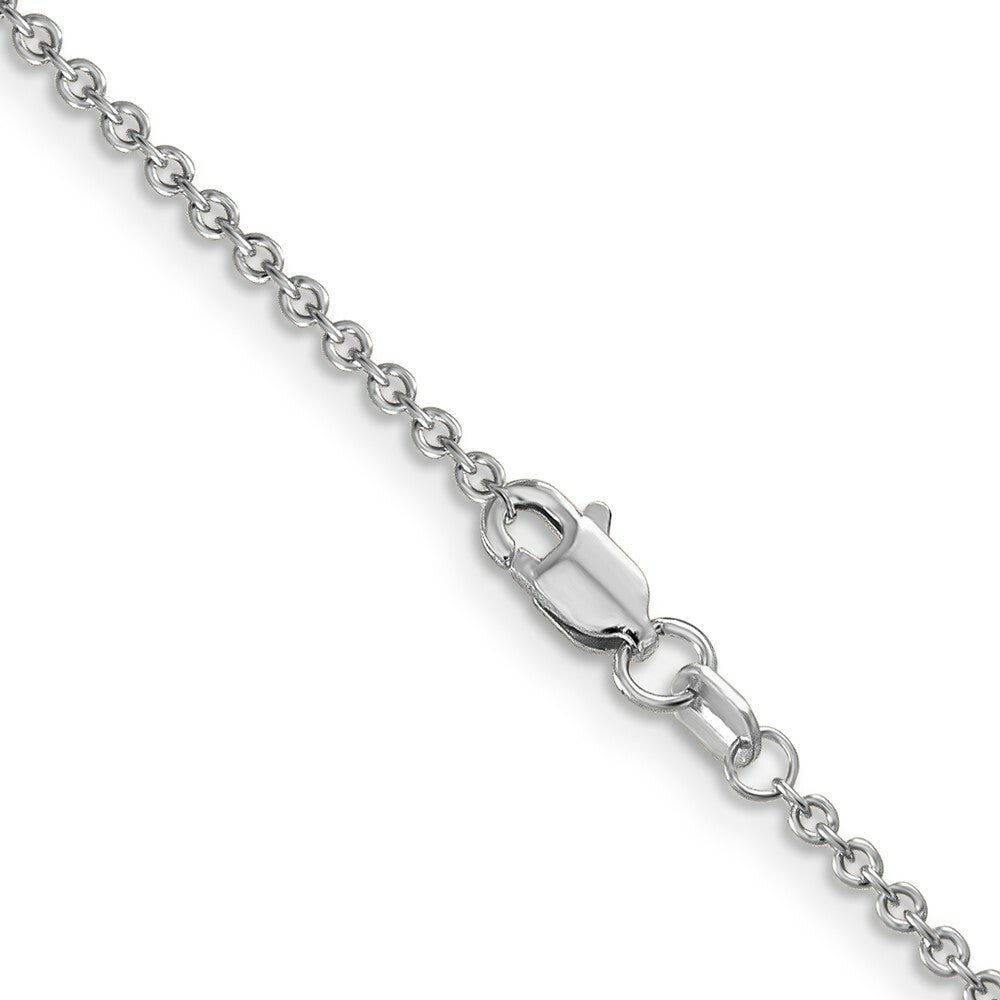 14K White Gold 1.6mm Round Open Link Cable Chain