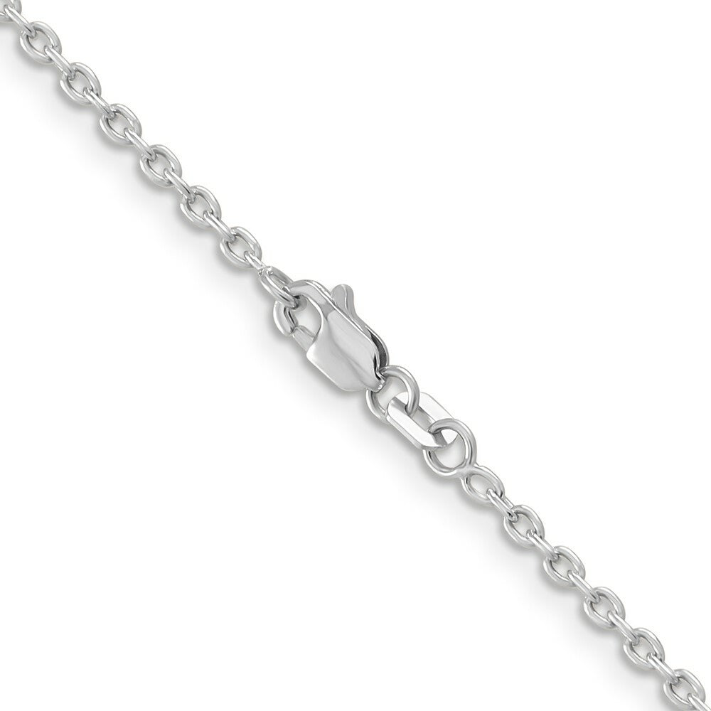 14K White Gold 2mm Round Open Link Cable Chain