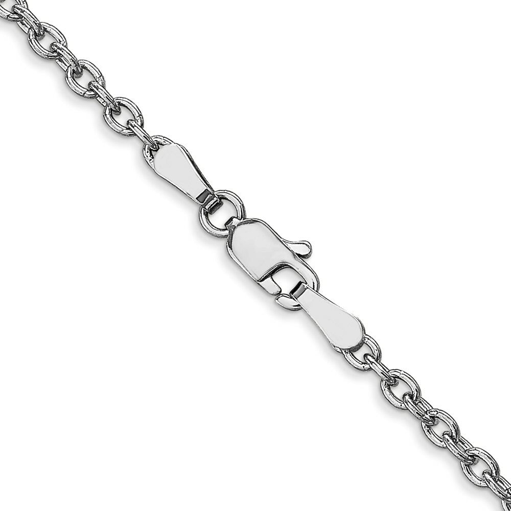14K White Gold 2.4mm Round Open Link Cable Chain