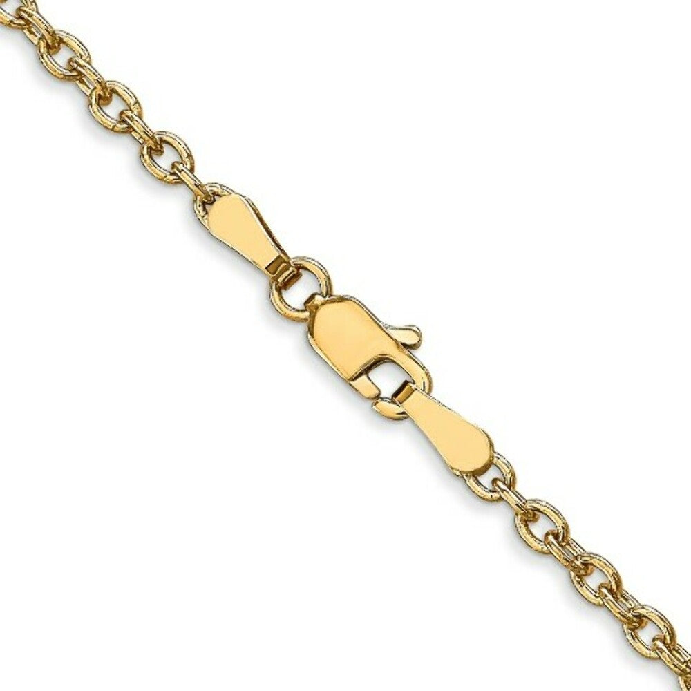 14K Yellow Gold 2.4mm Round Open Link Cable Chain