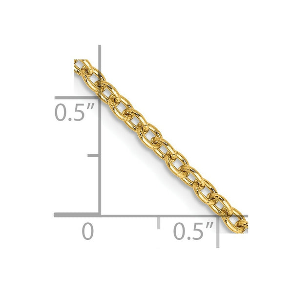 14K Yellow Gold 2.4mm Round Open Link Cable Chain