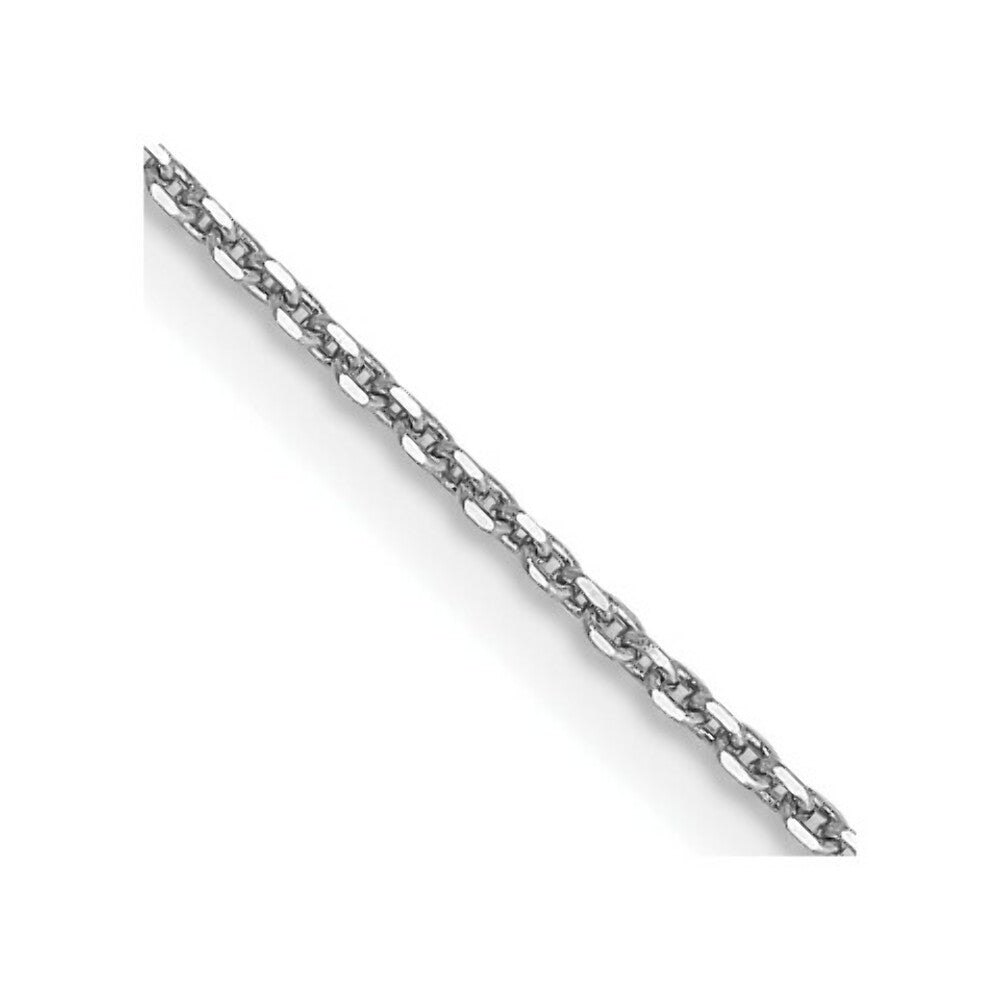 14K White Gold .9mm Diamond-cut Round Open Link Cable Chain