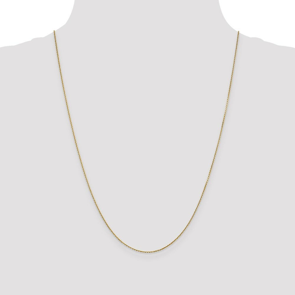 14K Yellow Gold .9mm Diamond-cut Round Open Link Cable Chain