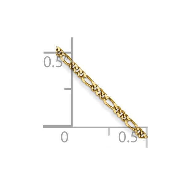 14K Yellow Gold 1.25mm Flat Figaro Pendant Chain