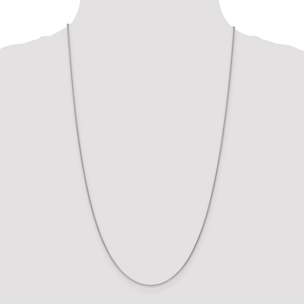 14K White Gold 1mm Round Open Link Cable Chain