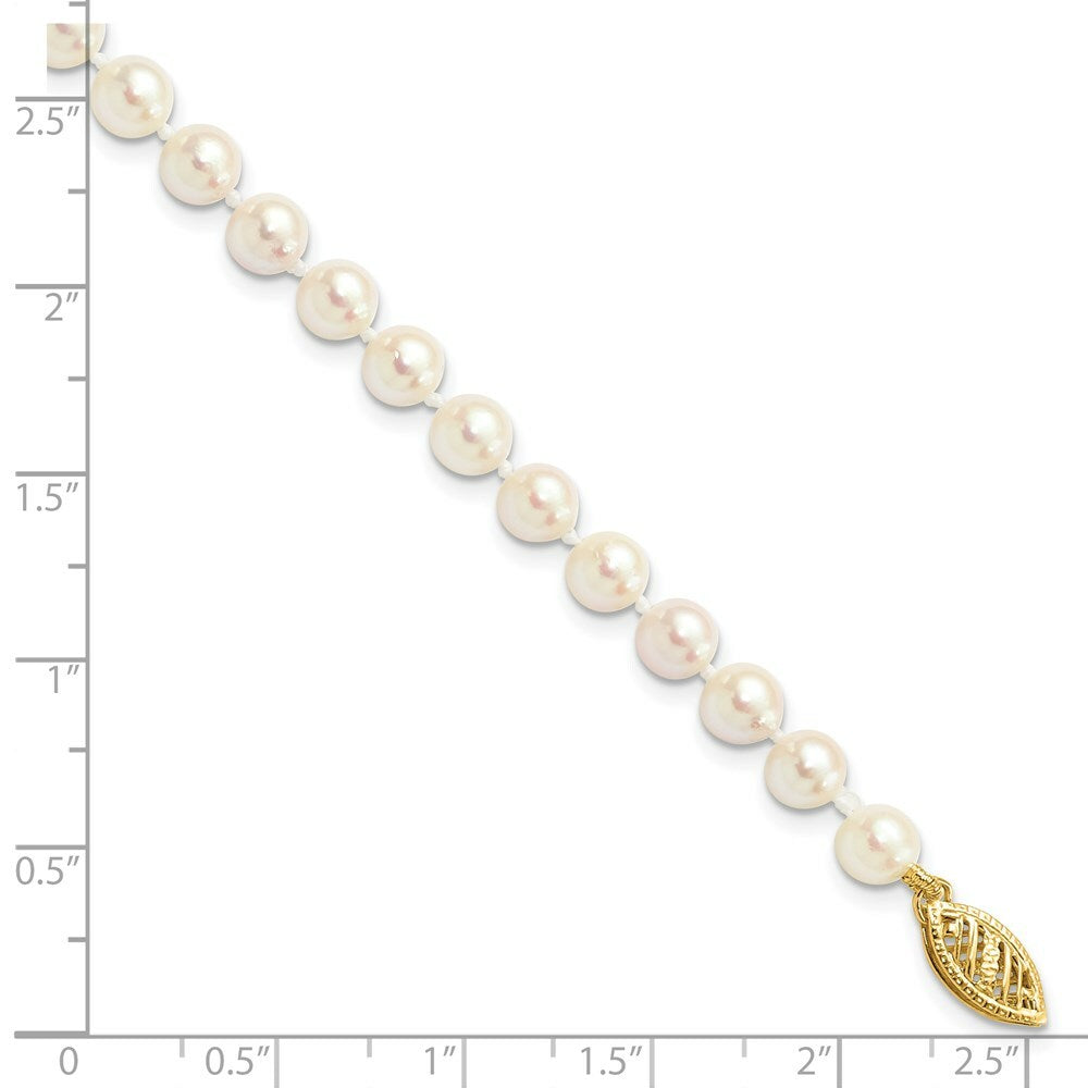7" Length Bracelet 14K 5-6mm Round White Saltwater Akoya Cultured Pearl Bracelet