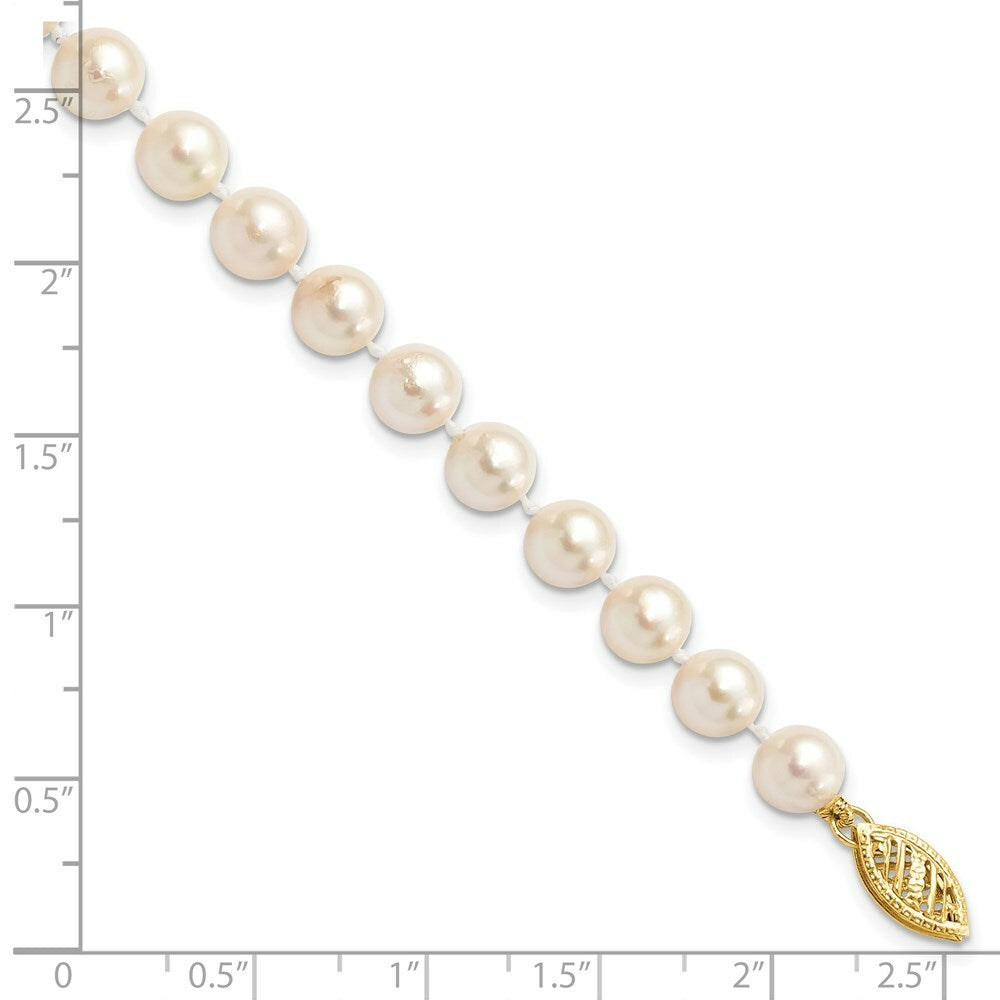 7" Length Bracelet 14K 6-7mm Round White Saltwater Akoya Cultured Pearl Bracelet