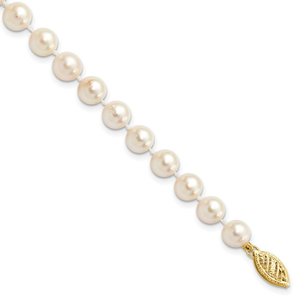 7" Length Bracelet 14K 6-7mm Round White Saltwater Akoya Cultured Pearl Bracelet