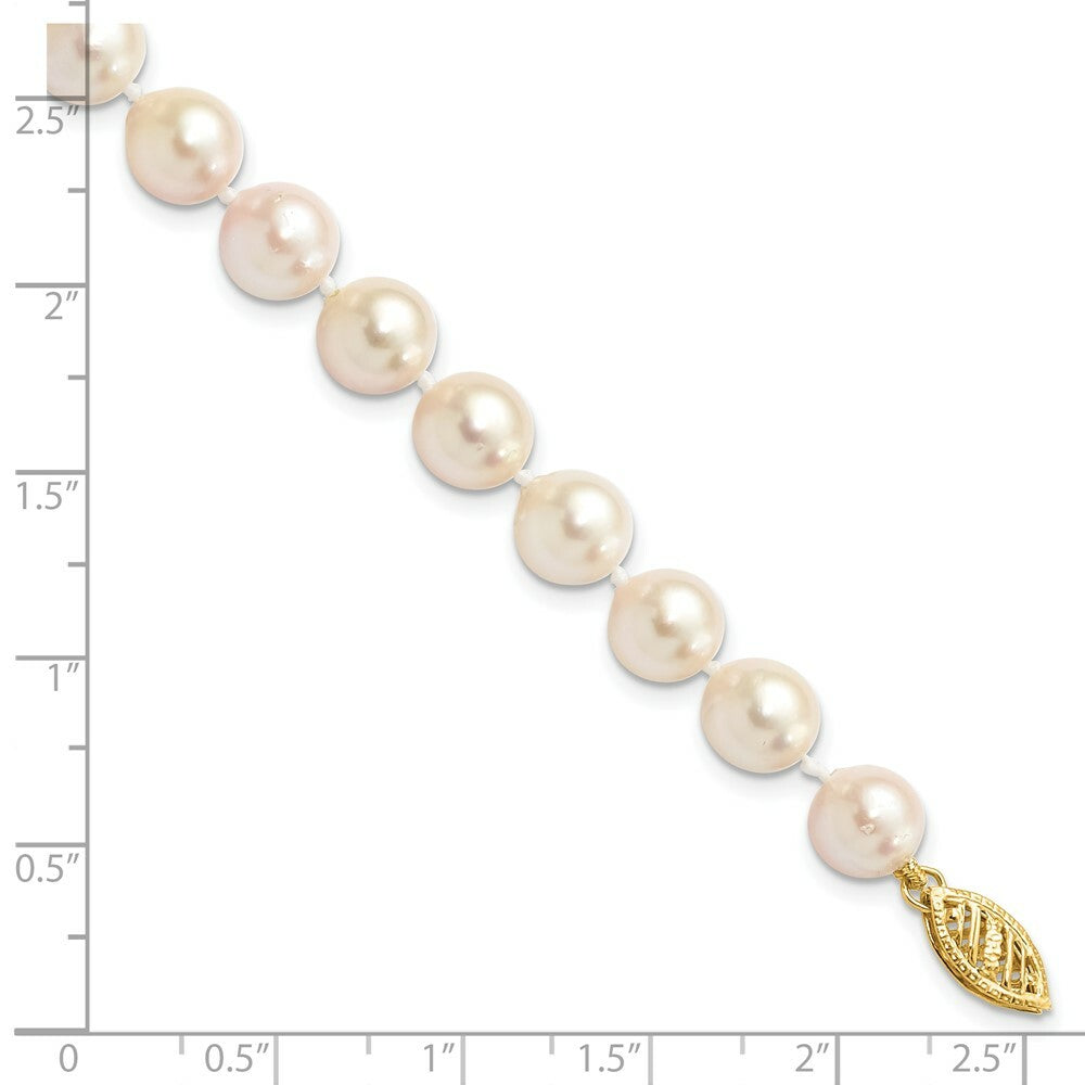 7" Length Bracelet 14K 7-8mm Round White Saltwater Akoya Cultured Pearl Bracelet