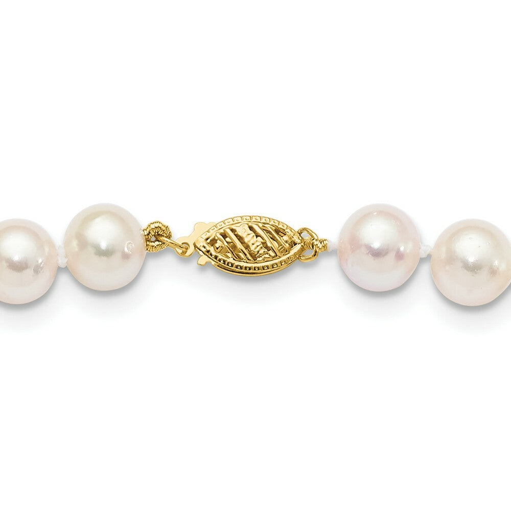 14K Yellow Gold 8-9mm Round White Saltwater Akoya Cultured Pearl Necklace  length: 18 inches