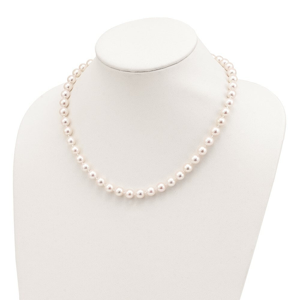 14K Yellow Gold 8-9mm Round White Saltwater Akoya Cultured Pearl Necklace  length: 18 inches