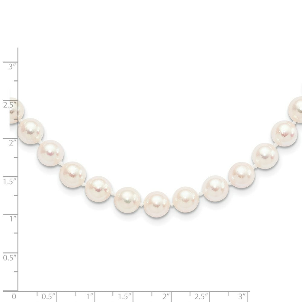 14K Yellow Gold 8-9mm Round White Saltwater Akoya Cultured Pearl Necklace  length: 18 inches