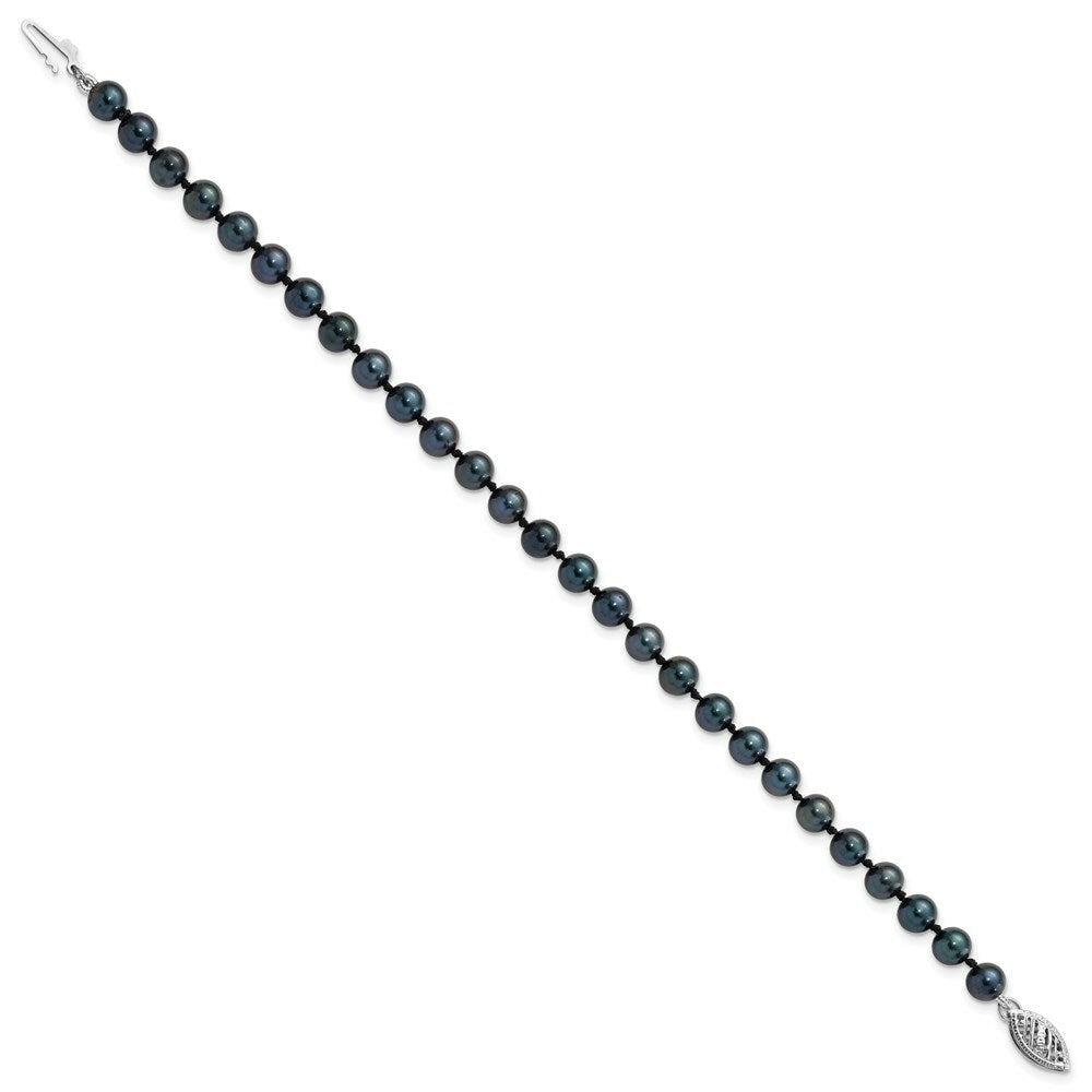 7" Length Bracelet 14K 5-6mm Round Black Saltwater Akoya Cultured Pearl Bracelet