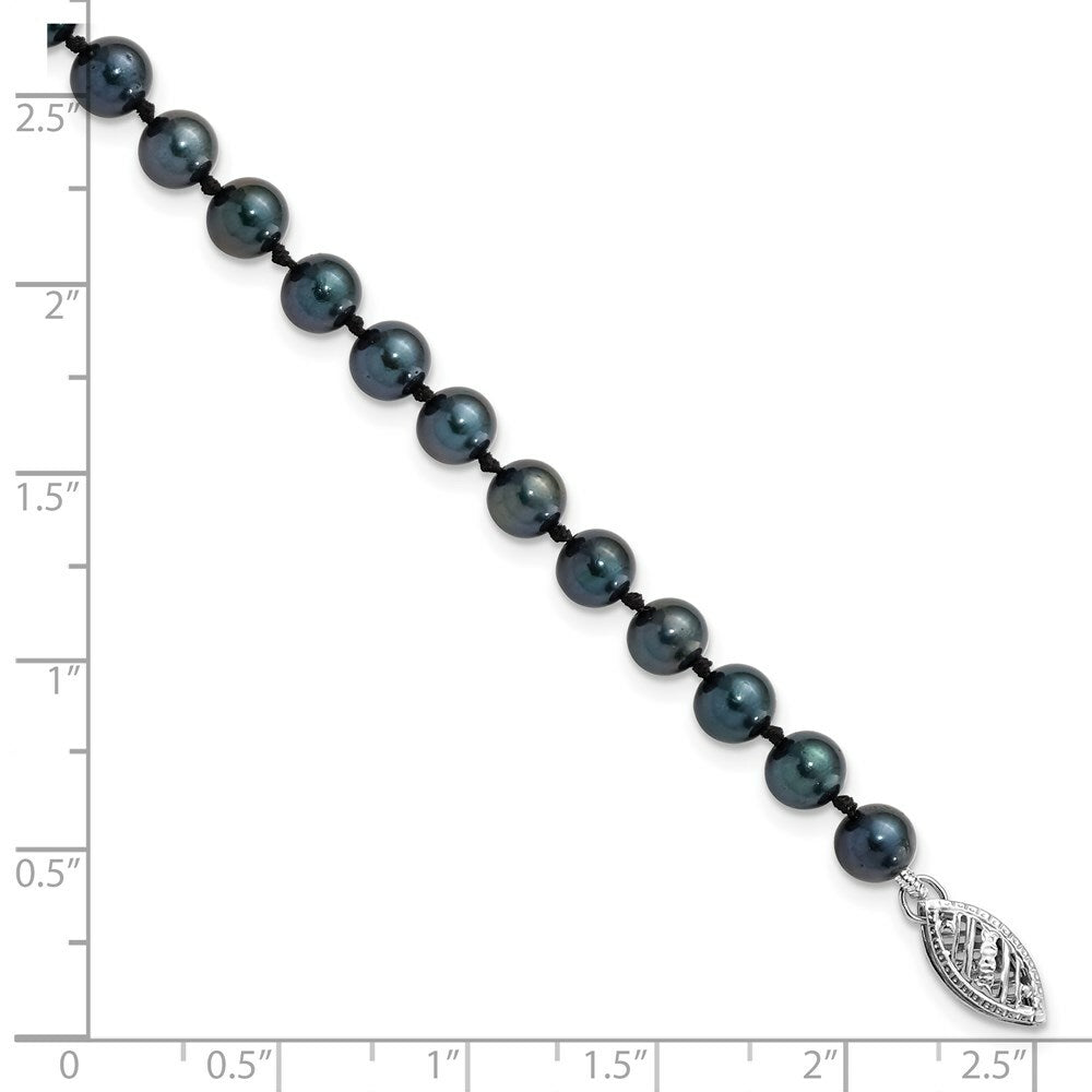 7" Length Bracelet 14K 5-6mm Round Black Saltwater Akoya Cultured Pearl Bracelet