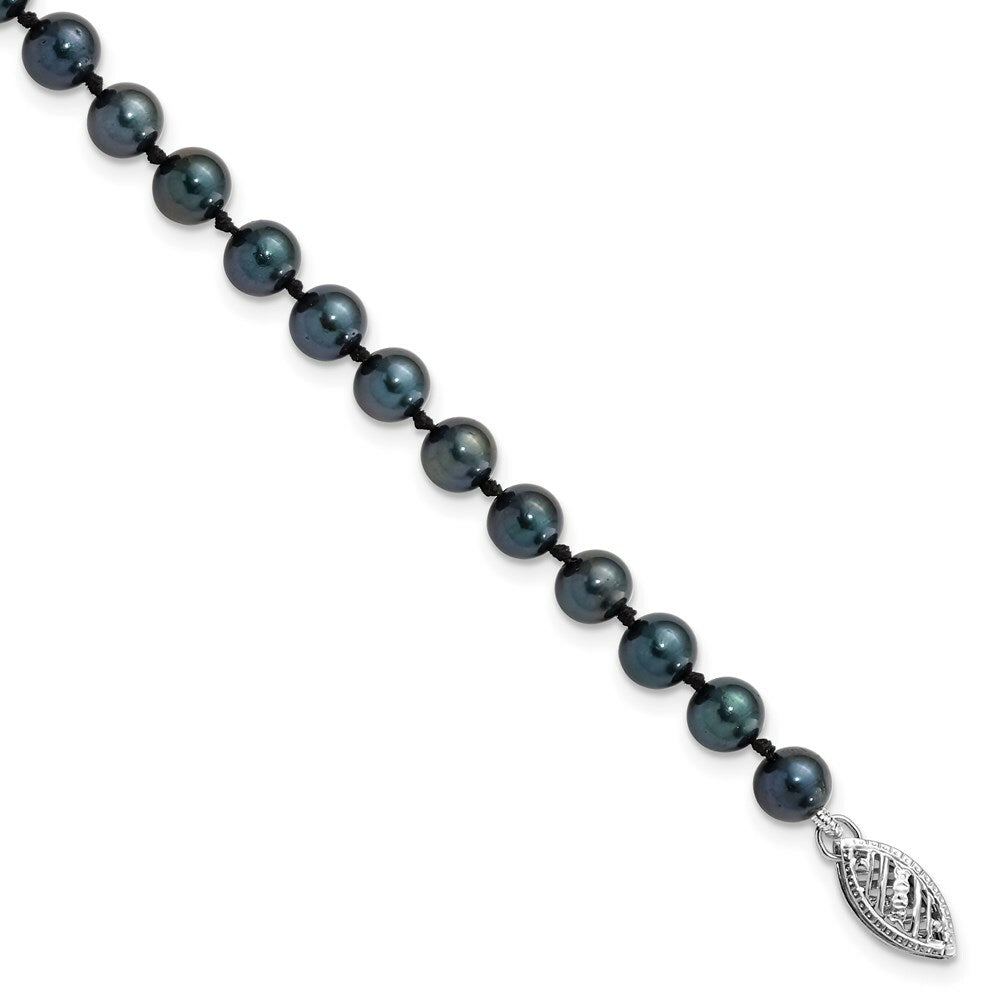 7" Length Bracelet 14K 5-6mm Round Black Saltwater Akoya Cultured Pearl Bracelet