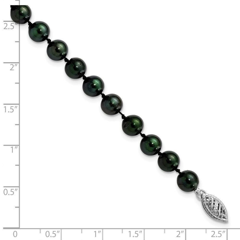 7" Length Bracelet 14K 6-7mm Round Black Saltwater Akoya Cultured Pearl Bracelet