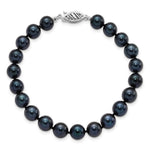 Load image into Gallery viewer, 14k White Gold 7-8mm Round Black Saltwater Akoya Cultured Pearl Bracelet  length: 7 inches
