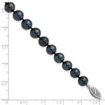 Load image into Gallery viewer, 14k White Gold 7-8mm Round Black Saltwater Akoya Cultured Pearl Bracelet  length: 7 inches

