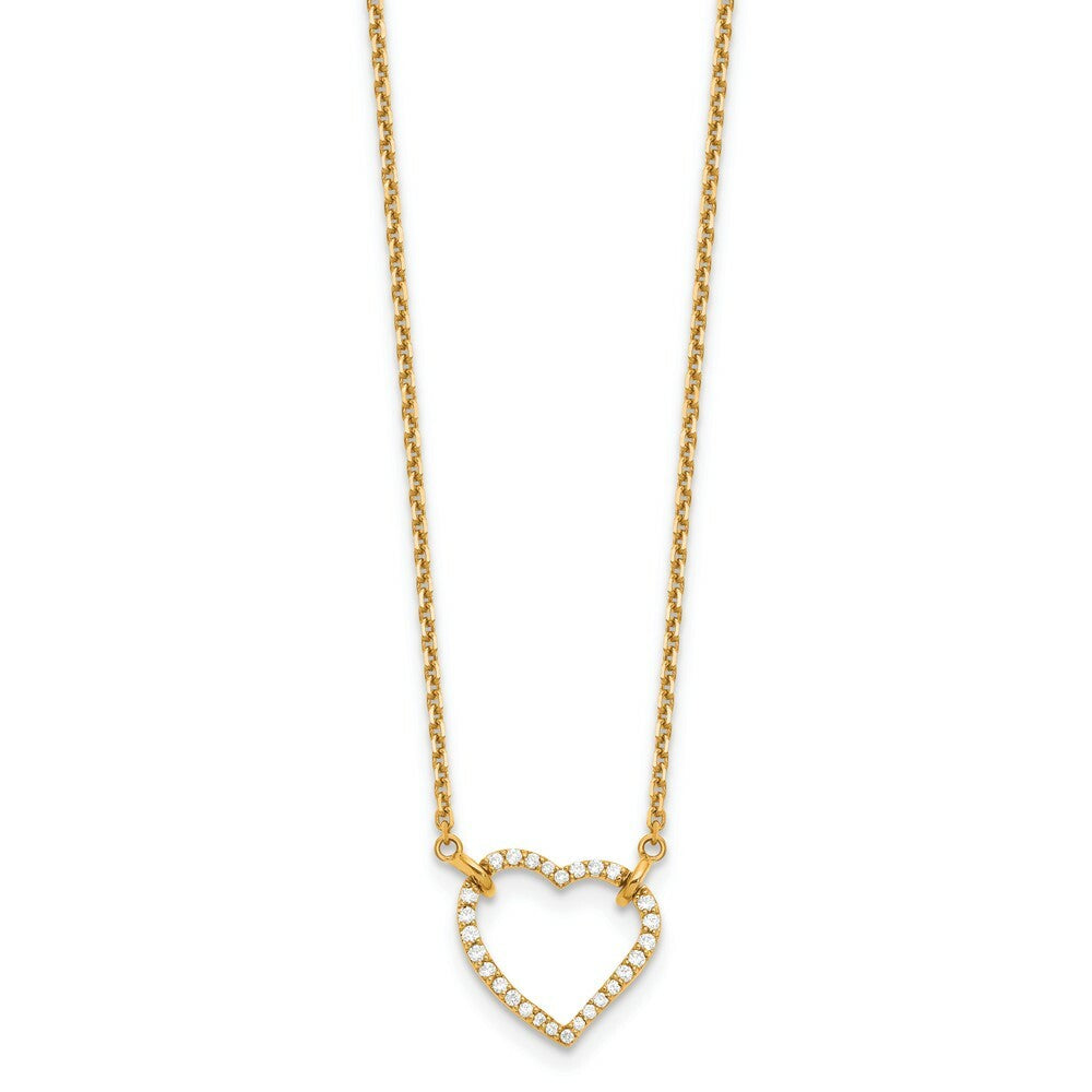 14K Yellow Gold Diamond Heart Pendant Necklace