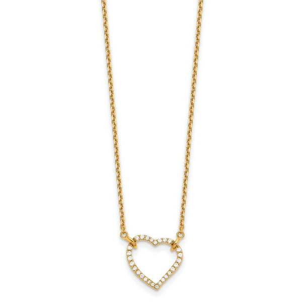 14K Yellow Gold Diamond Heart Pendant Necklace