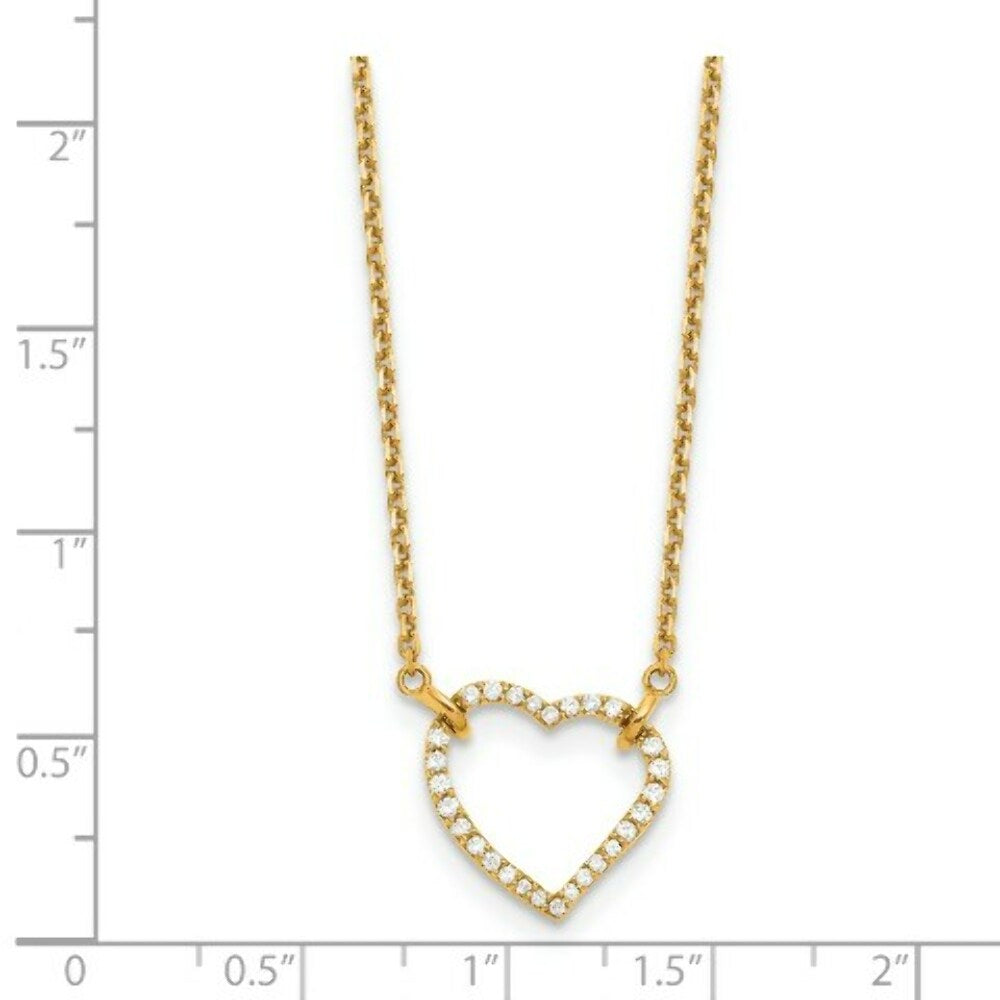 14K Yellow Gold Diamond Heart Pendant Necklace